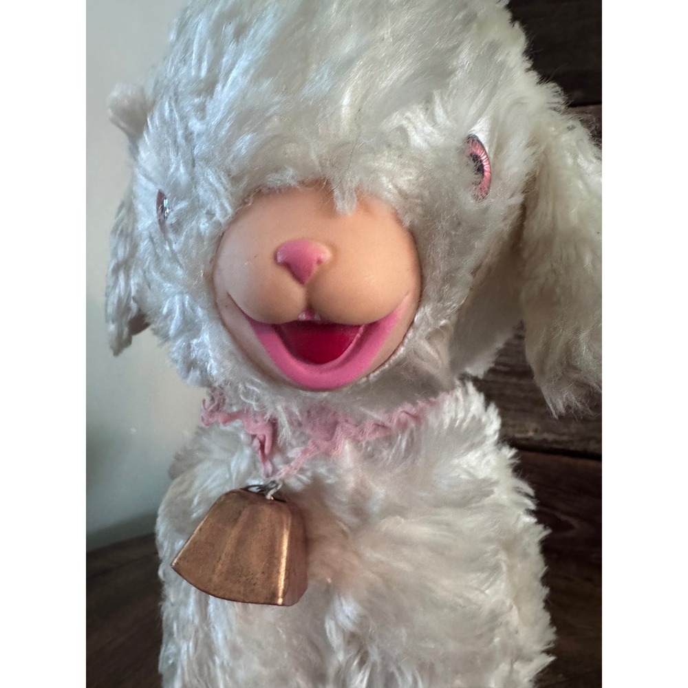 Vintage 1950s Gund J Swedlin Rubber Face Lamb Plush Sheep White Kitsch Tagged - Picture 9 of 11
